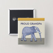 Elefant-stolzer Großvater-Knopf Button (Vorne & Hinten)