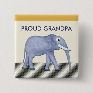 Elefant-stolzer Großvater-Knopf Button