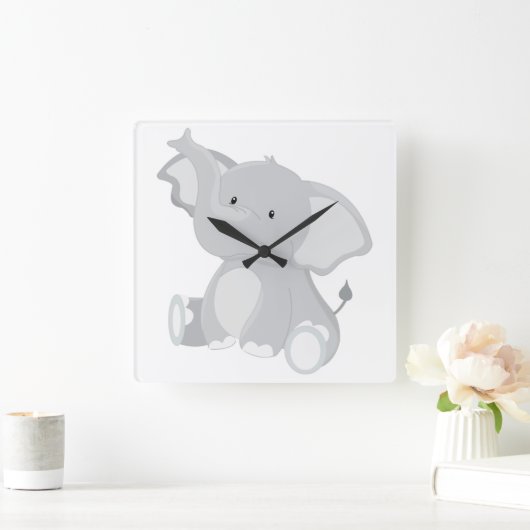 Elefant-Süsse Quadratische Wanduhr (Zuhause)