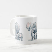 Elefant-Tasse, Elefantmama und Kind, wild lebende Kaffeetasse (Vorderseite Links)