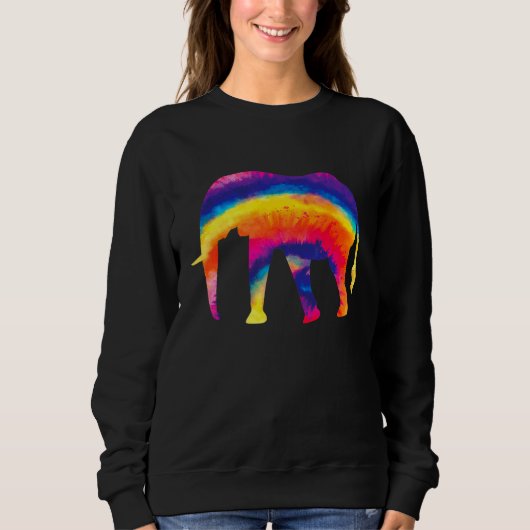 Elefant Tie Dye Hippie Sweatshirt (Vorderseite)