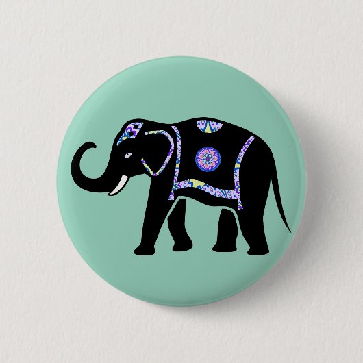 Elefant Tier Abstrakt Dekorative Muster Button (Vorderseite)