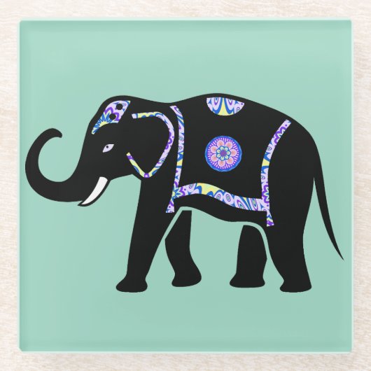 Elefant Tier Abstrakt Dekorative Muster Glasuntersetzer (Vorderseite)