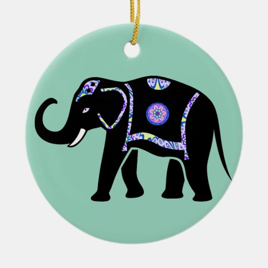 Elefant Tier Abstrakt Dekorative Muster Keramik Ornament (Vorne)