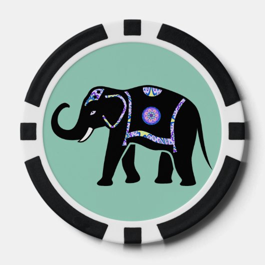 Elefant Tier Abstrakt Dekorative Muster Pokerchips (Vorderseite)