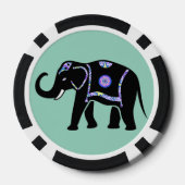 Elefant Tier Abstrakt Dekorative Muster Pokerchips (Rückseite)