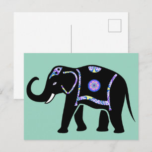 Elefant Tier Abstrakt Dekorative Muster Postkarte
