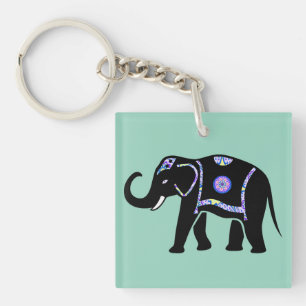 Elefant Tier Abstrakt Dekorative Muster Schlüsselanhänger