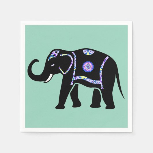 Elefant Tier Abstrakt Dekorative Muster Serviette (Vorderseite)