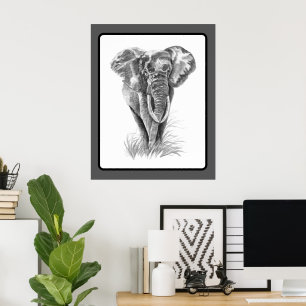 Elefant Tier Aquarellmalerei Wildlife Art Poster