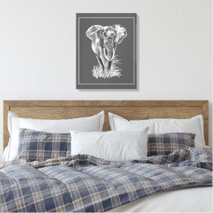 Elefant Tier Aquarellmalerei Wildlife-Kunst Leinwanddruck