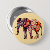 Elefant Tier Traditionelle chinesische Muster Button (Vorne & Hinten)