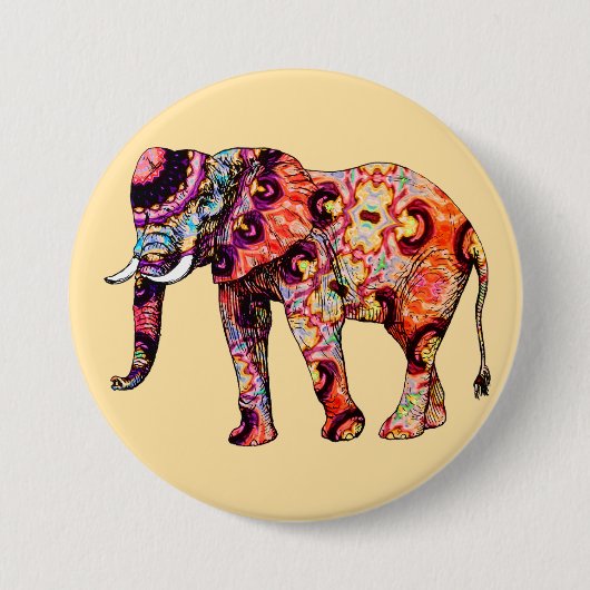 Elefant Tier Traditionelle chinesische Muster Button (Vorderseite)
