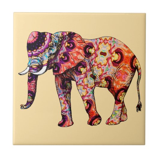 Elefant Tier Traditionelle chinesische Muster  Fliese (Vorderseite)