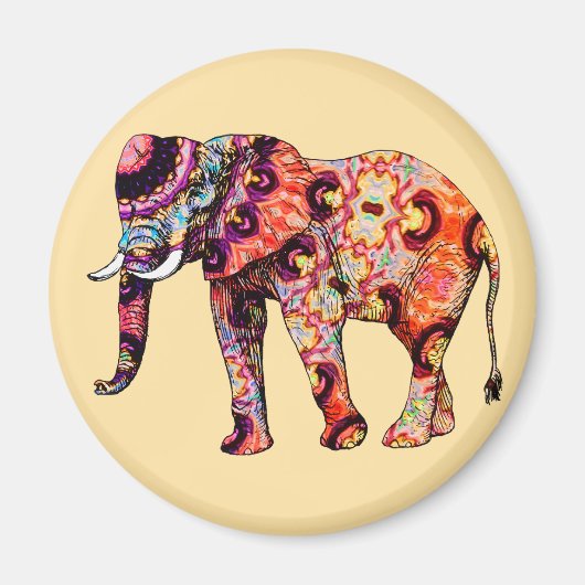 Elefant Tier Traditionelle chinesische Muster Magnet (Vorne)