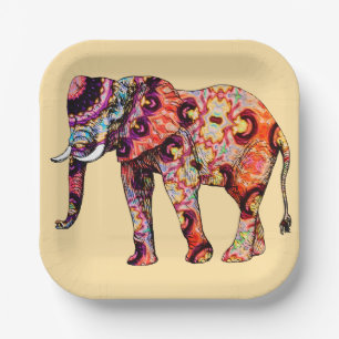 Elefant Tier Traditionelle chinesische Muster Pappteller