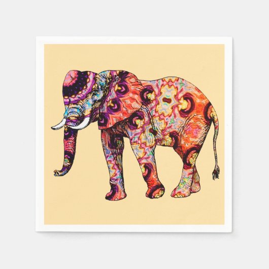Elefant Tier Traditionelle chinesische Muster Serviette (Vorderseite)
