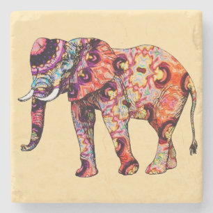 Elefant Tier Traditionelle chinesische Muster Steinuntersetzer