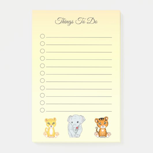 Elefant, Tiger & Leopard Dinge zu tun Post-it Klebezettel (Vorderseite)
