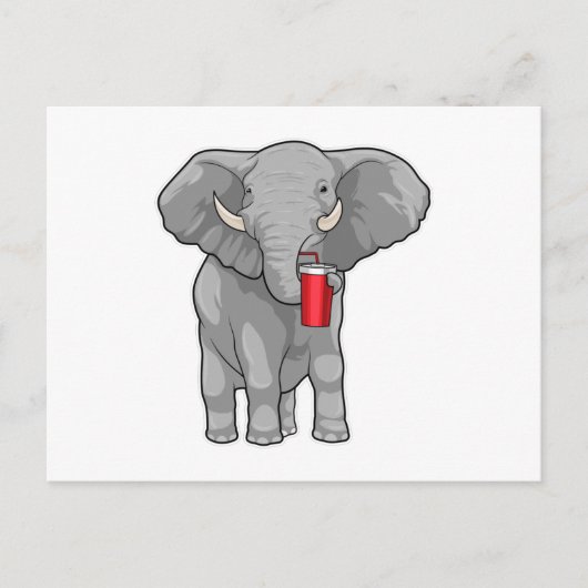 Elefant Trinkbecher Postkarte (Vorderseite)