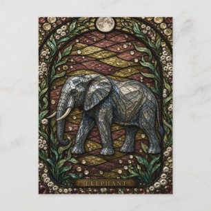 Elefant Trockene Ebenen Illumina Bleiglas Postkarte