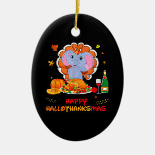 Elefant Türkei Thankgiving Funny Wine Happy Hallo Keramik Ornament