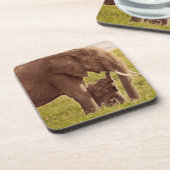 Elefant u. Baby Getty Bild-| Getränkeuntersetzer (Linke Seite)