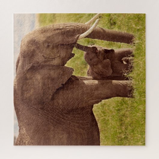 Elefant u. Baby Getty Bild-| Puzzle (Vertikal)