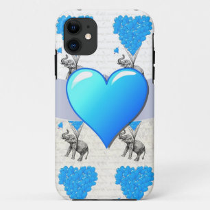 Elefant u. blaue Herzballone Case-Mate iPhone Hülle