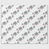 Elefant umarmt graue Mama und Baby mit rotem Geschenkpapier (Flach)