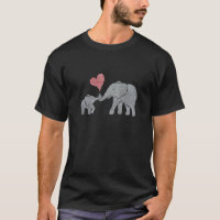 Elefant umarmt graue Mama und Baby mit rotem