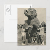 Elefant und 2 Mädchen Zirkus Postkarte (Vorne/Hinten)