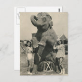 Elefant und 2 Mädchenzirkus Postkarte (Vorne/Hinten)