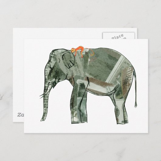 Elefant und Affe Postkarte (Vorne/Hinten)