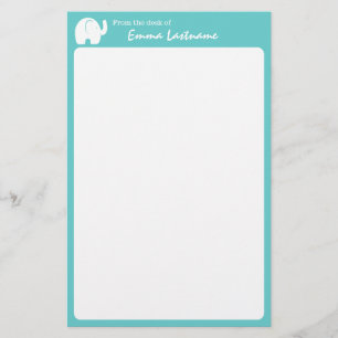 Elefant und Aqua personalisiert Briefpapier