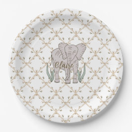Elefant und Bambus Pappteller