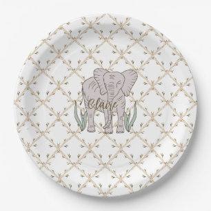 Elefant und Bambus Pappteller