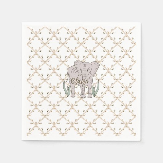 Elefant und Bambus Serviette (Vorderseite)