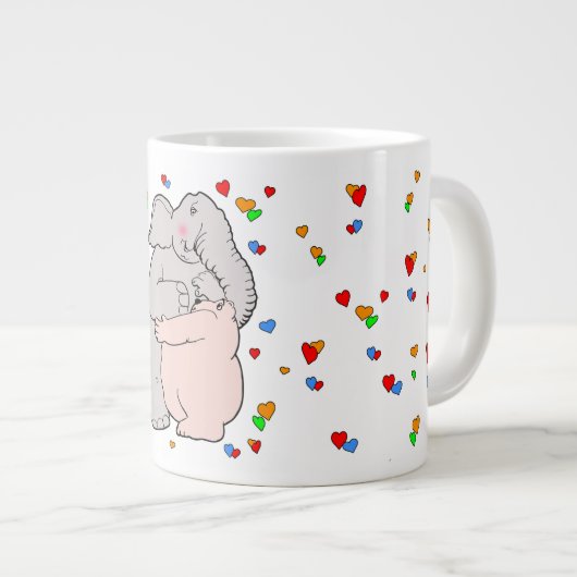 Elefant und Bär umarmen Jumbo-Tasse (Vorderseite Rechts)