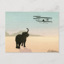 Elefant und Biplane, Aquarell, 1910er