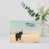 Elefant und Biplane, Aquarell, 1910er Postkarte (Stehend Vorderseite)