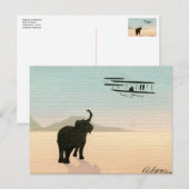 Elefant und Biplane, Aquarell, 1910er Postkarte (Vorne/Hinten)
