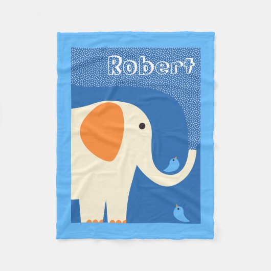 Elefant und blaue Vogel-Fleecedecke Fleecedecke (Vorderseite)
