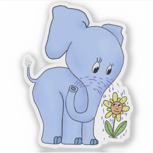 Elefant und Blume Aufkleber (Vorderseite)