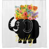 Elefant und Blume Duschvorhang (Vorderseite)