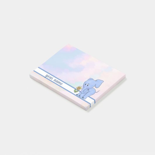 Elefant und Blume Post-it Klebezettel (angewinkelt)