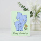 Elefant und Blume Postkarte (Stehend Vorderseite)