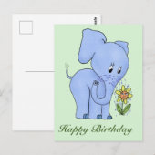 Elefant und Blume Postkarte (Vorne/Hinten)