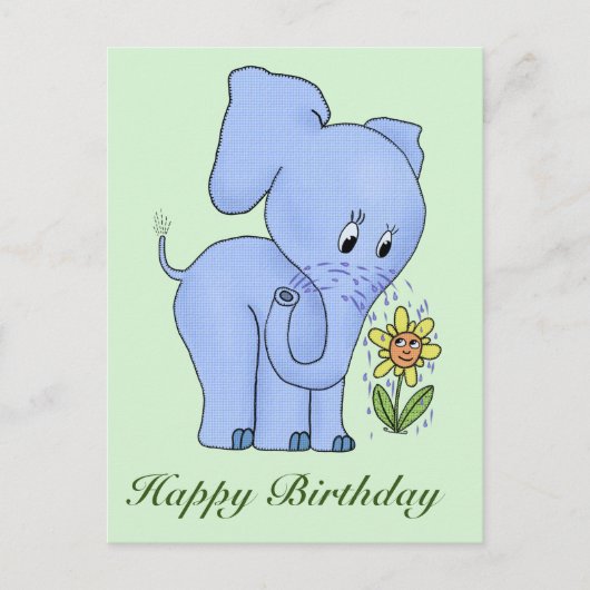Elefant und Blume Postkarte (Vorderseite)