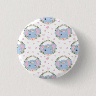 Elefant und Blume Tattoo Button